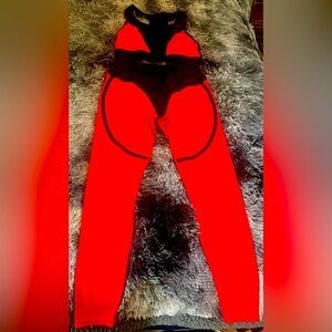 Red & Black Sports Bra & Pants
